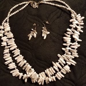 Howlite necklace with matching earrings